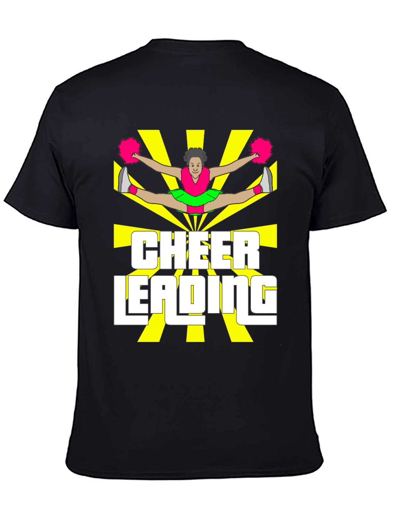 Cheerleading Graphic Tee - Black Cotton T-Shirt