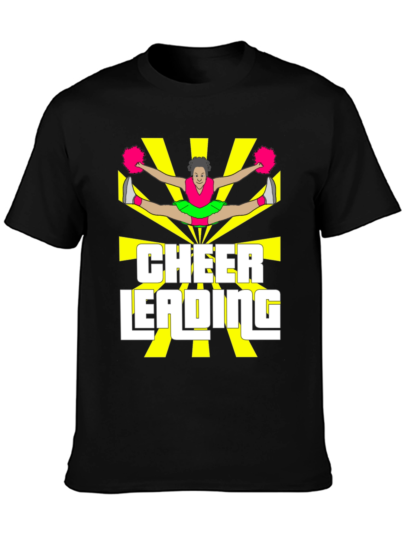 Cheerleading Graphic Tee - Black Cotton T-Shirt