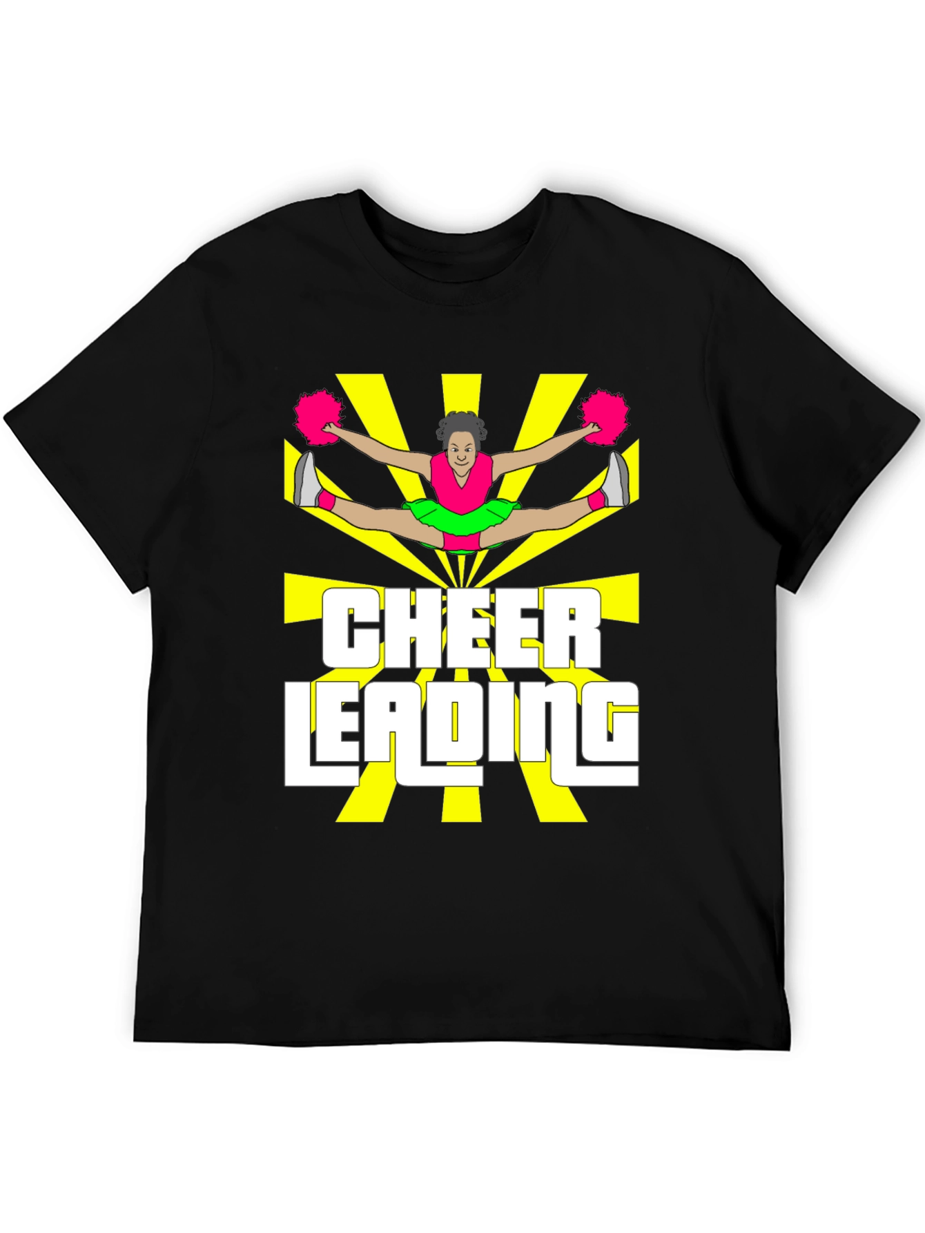 Cheerleading Graphic Tee - Black Cotton T-Shirt