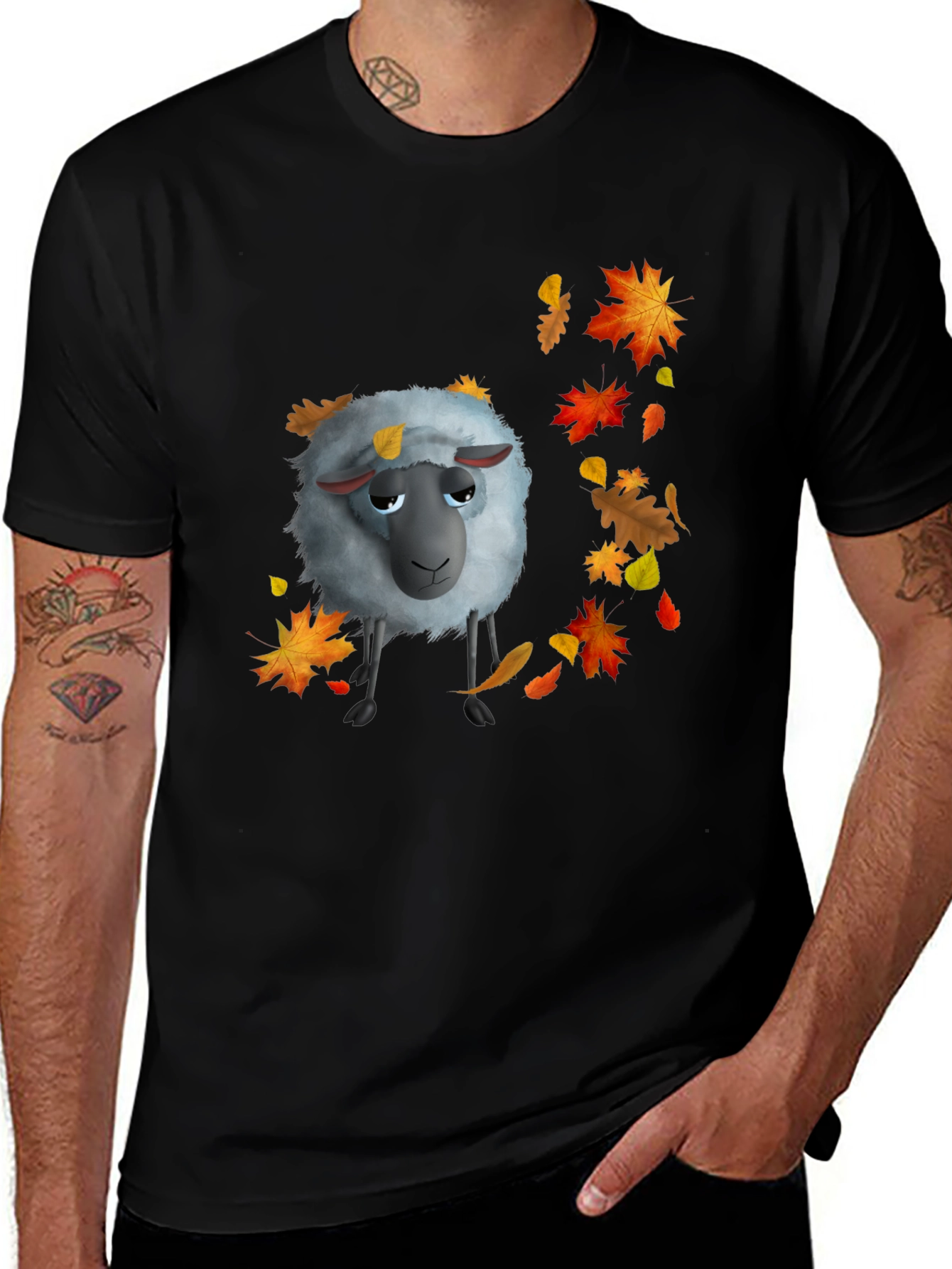 Autumn Sheep Black T-Shirt