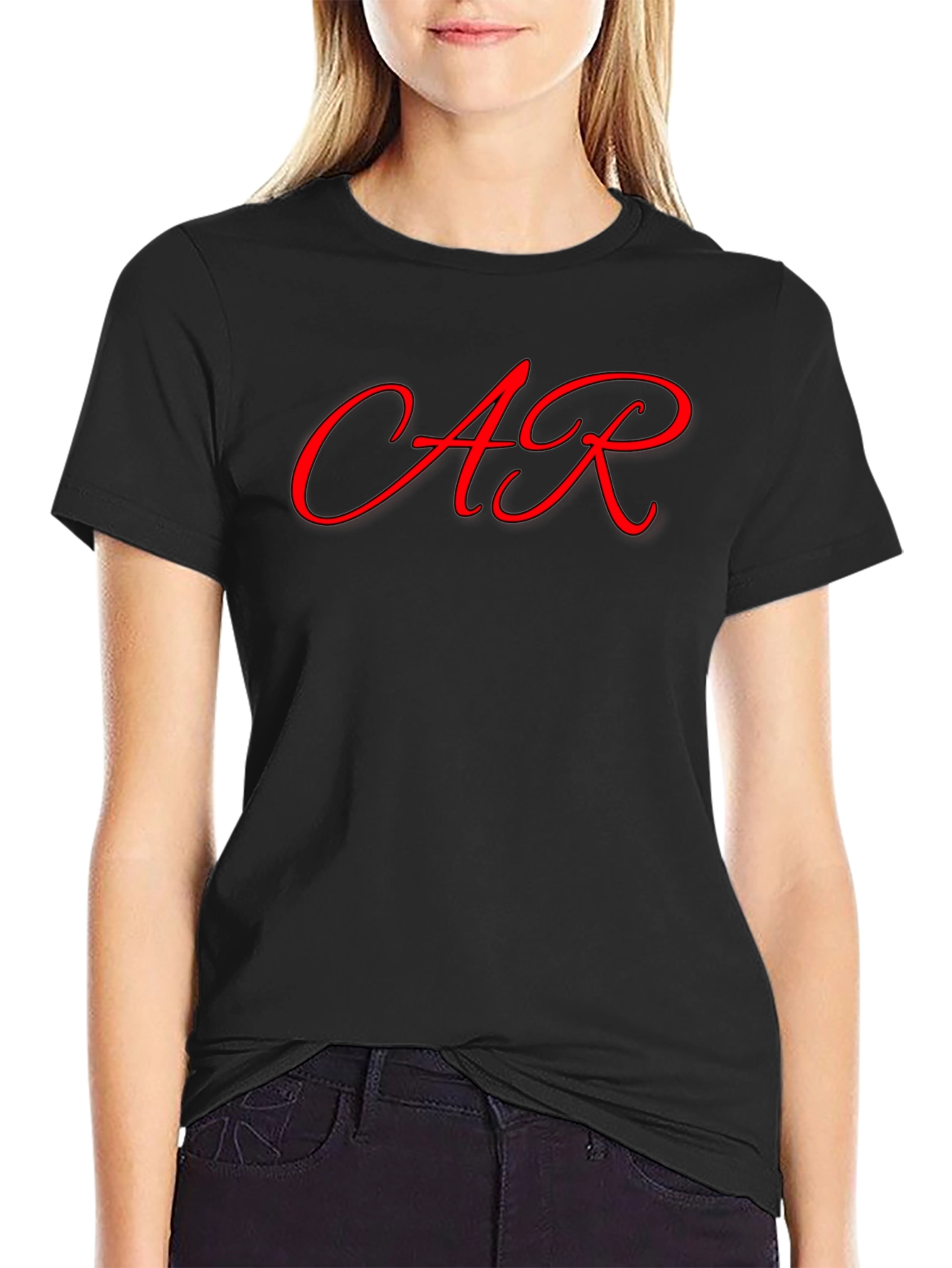 Black T-Shirt with Red AR Lettering