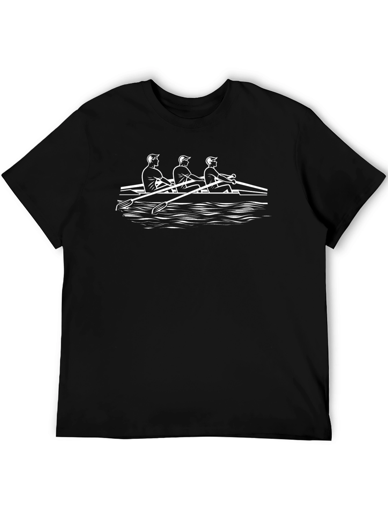 Rowing Team Graphic Tee - Black Cotton T-Shirt