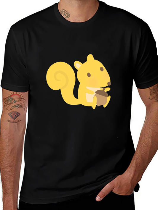 Squirrel Graphic Tee - Black Crew Neck T-Shirt