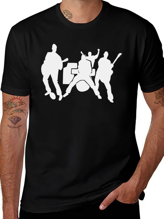 Band Silhouette Graphic Tee - Black Cotton Blend