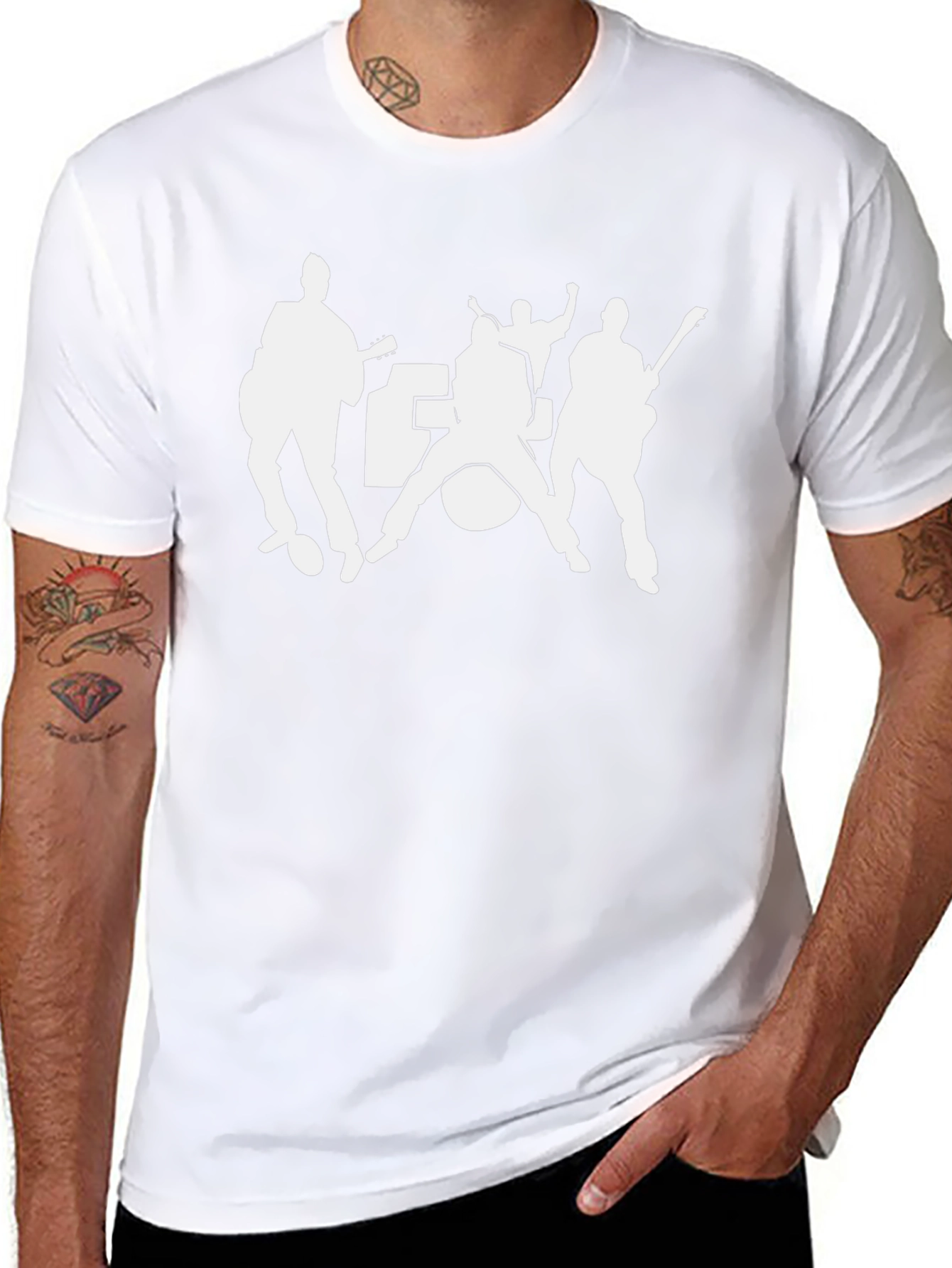 Band Silhouette Graphic Tee - Black Cotton Blend