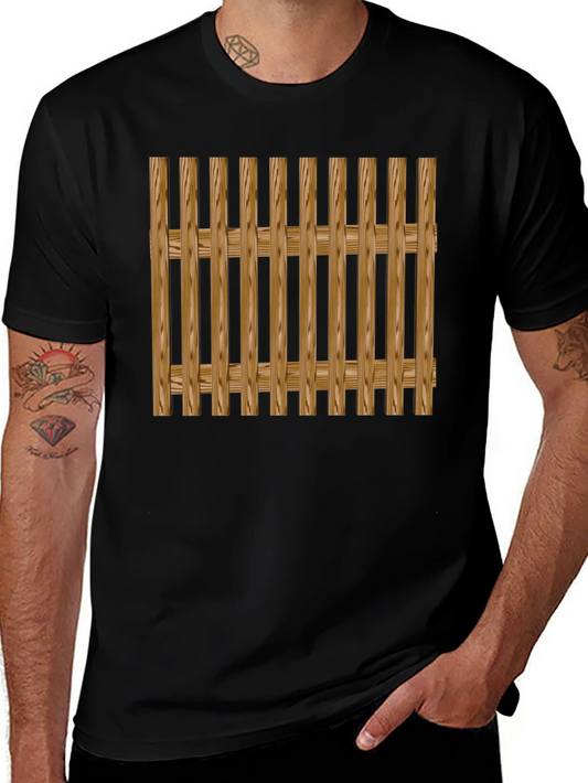 Wooden Fence Pattern Black T-Shirt