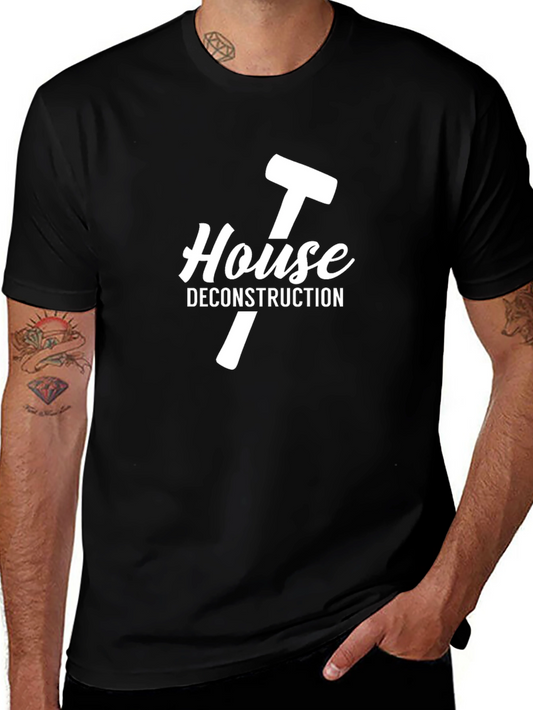 House Deconstruction Graphic Tee - Black Cotton T-Shirt