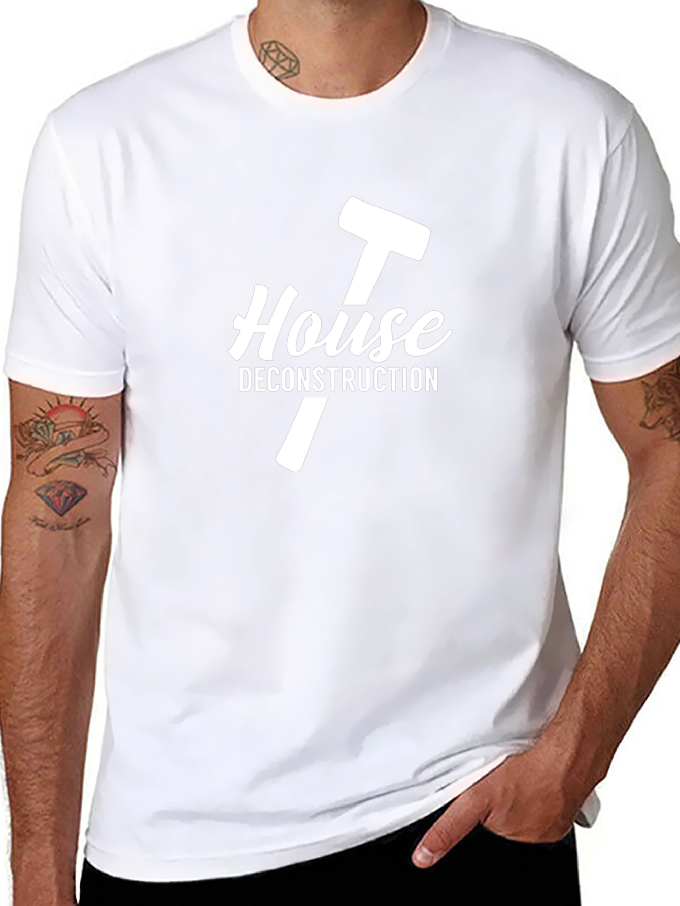 House Deconstruction Graphic Tee - Black Cotton T-Shirt