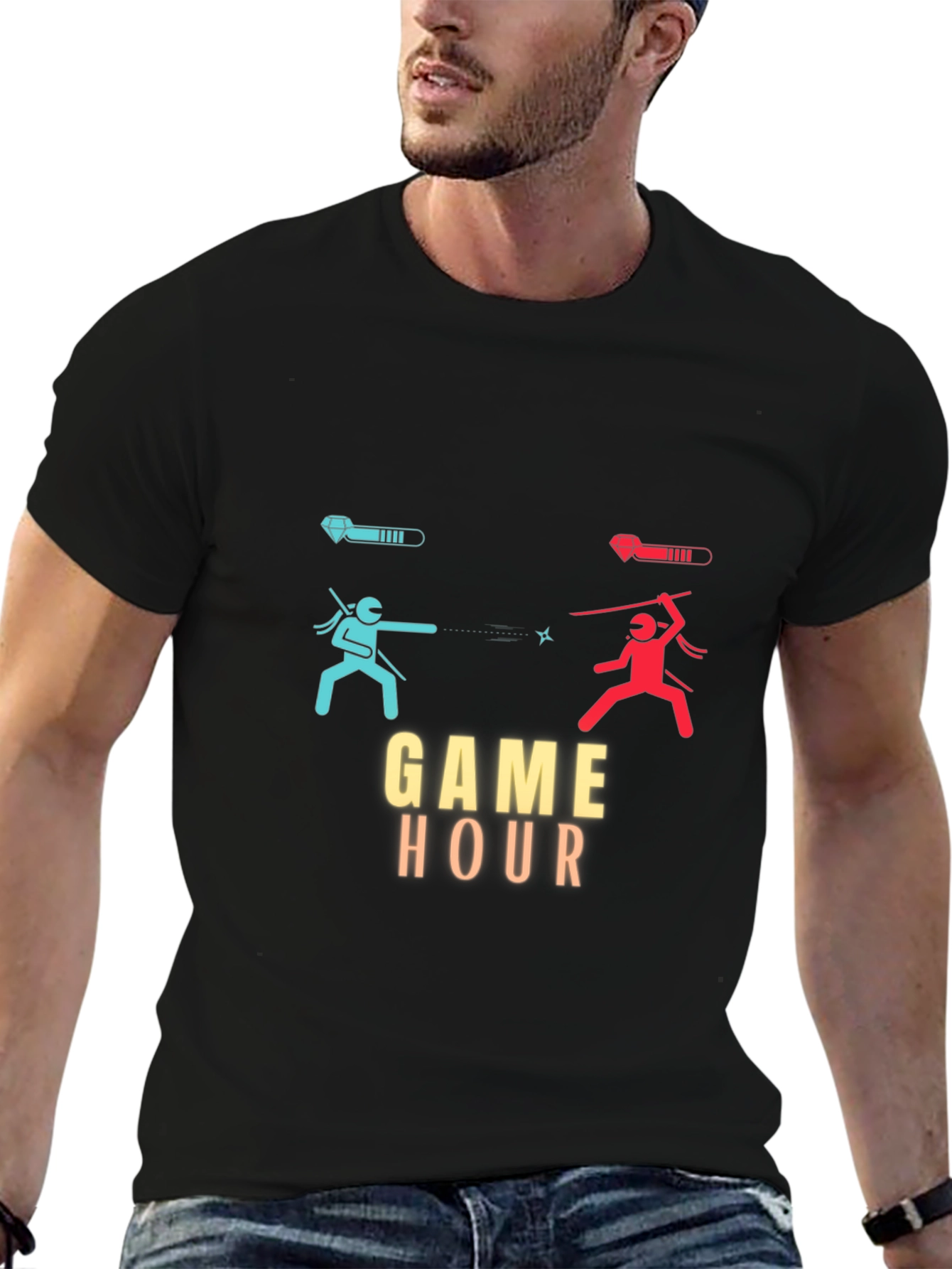 Game Hour Black T-Shirt - Gamer Ninja Showdown