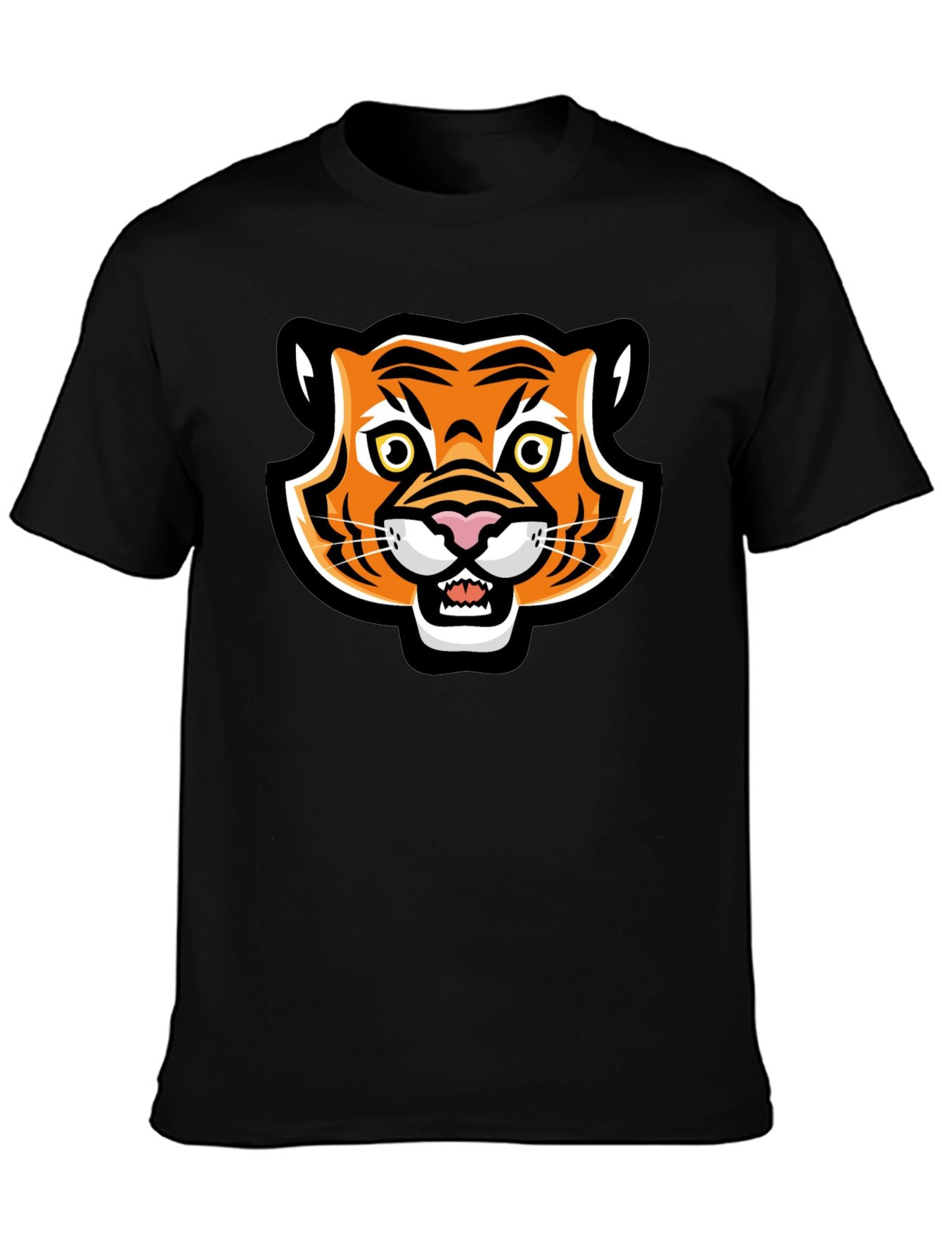 Cartoon Tiger Graphic Black T-Shirt