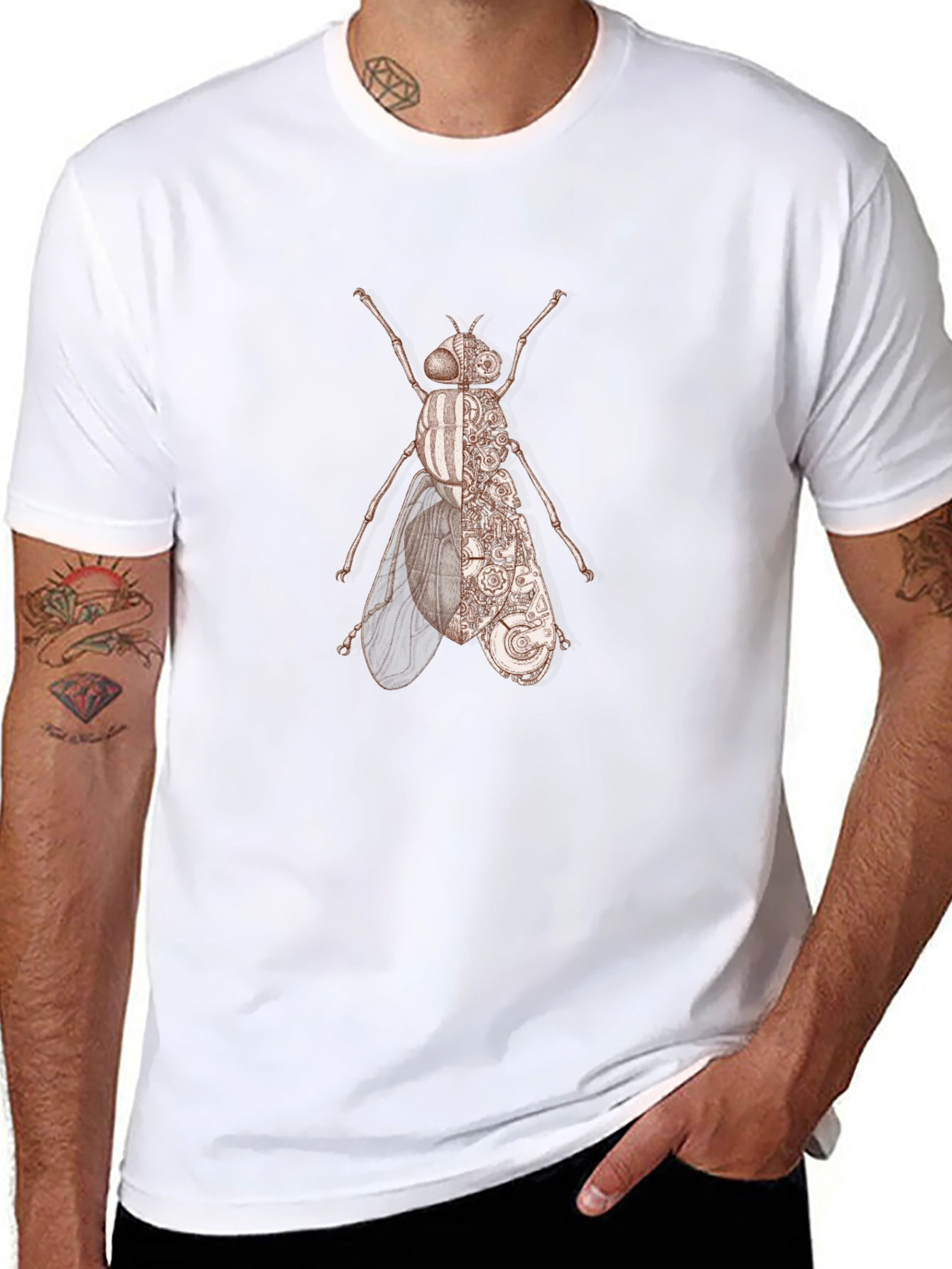 Steampunk Fly Graphic T-Shirt - Unique Insect Design