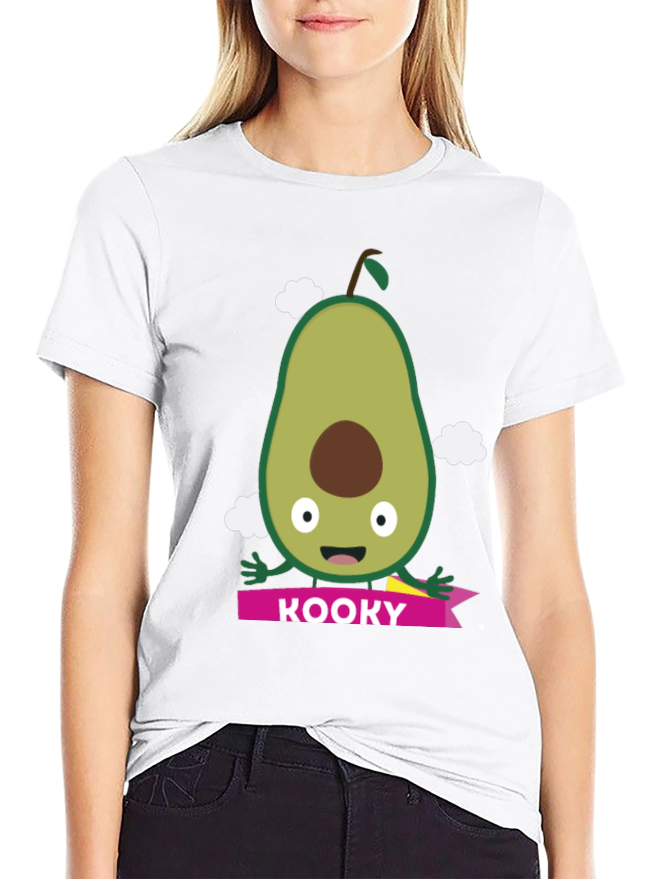 Kooky Avocado Graphic Tee - Black Cotton T-Shirt