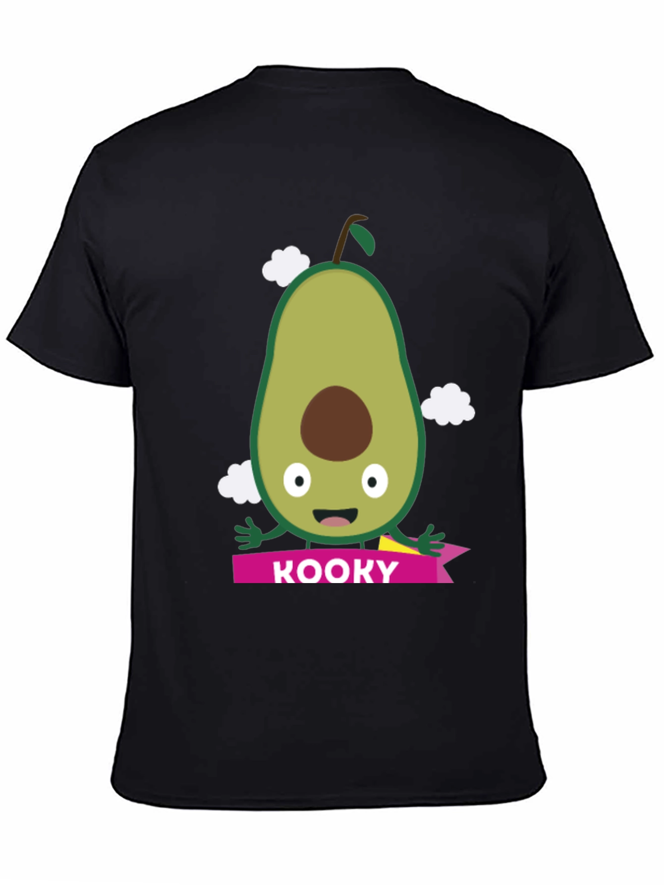 Kooky Avocado Graphic Tee - Black Cotton T-Shirt
