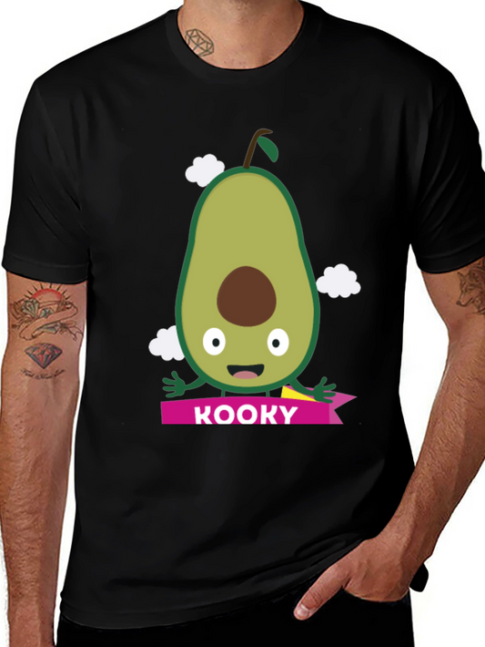 Kooky Avocado Graphic Tee - Black Cotton T-Shirt