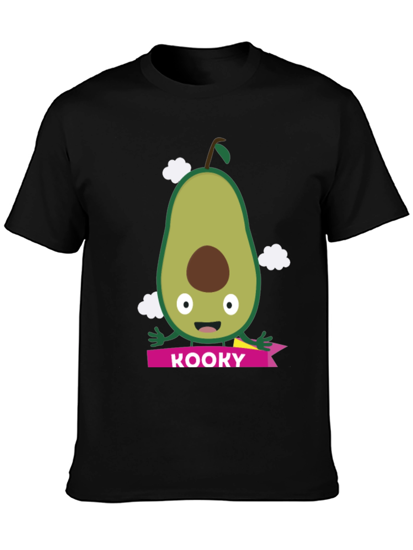 Kooky Avocado Graphic Tee - Black Cotton T-Shirt