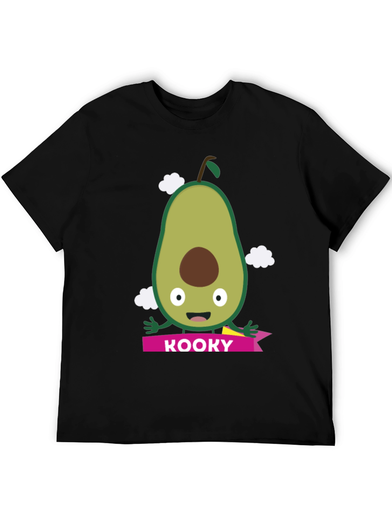 Kooky Avocado Graphic Tee - Black Cotton T-Shirt