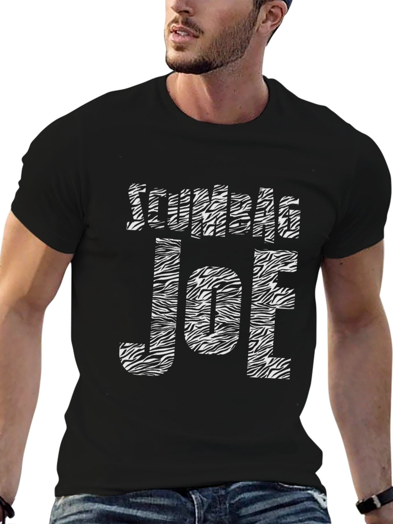 Zumble Joe Zebra Striped Graphic Tee