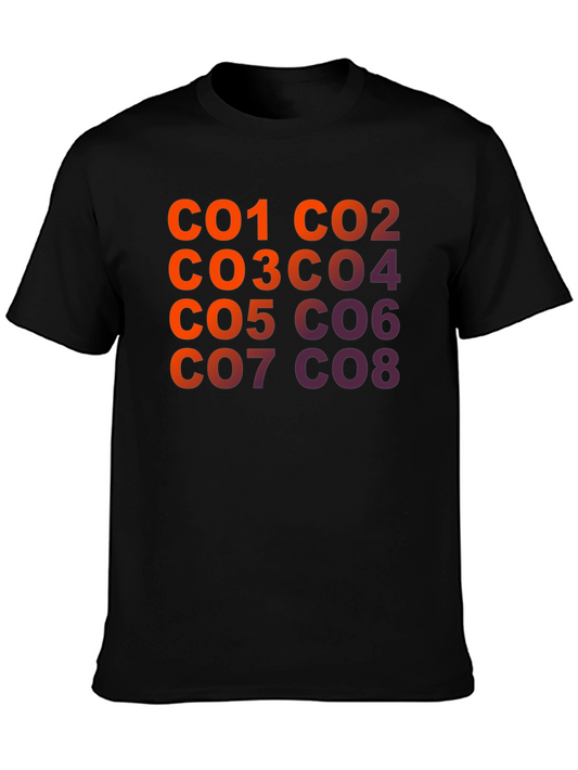 CO1-CO8 Gradient Text Graphic Print Black T-Shirt