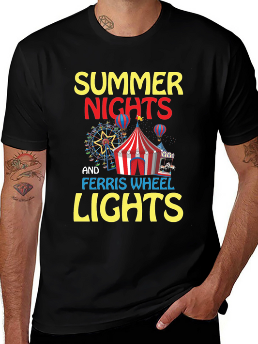 Summer Nights and Ferris Wheel Lights Black T-Shirt