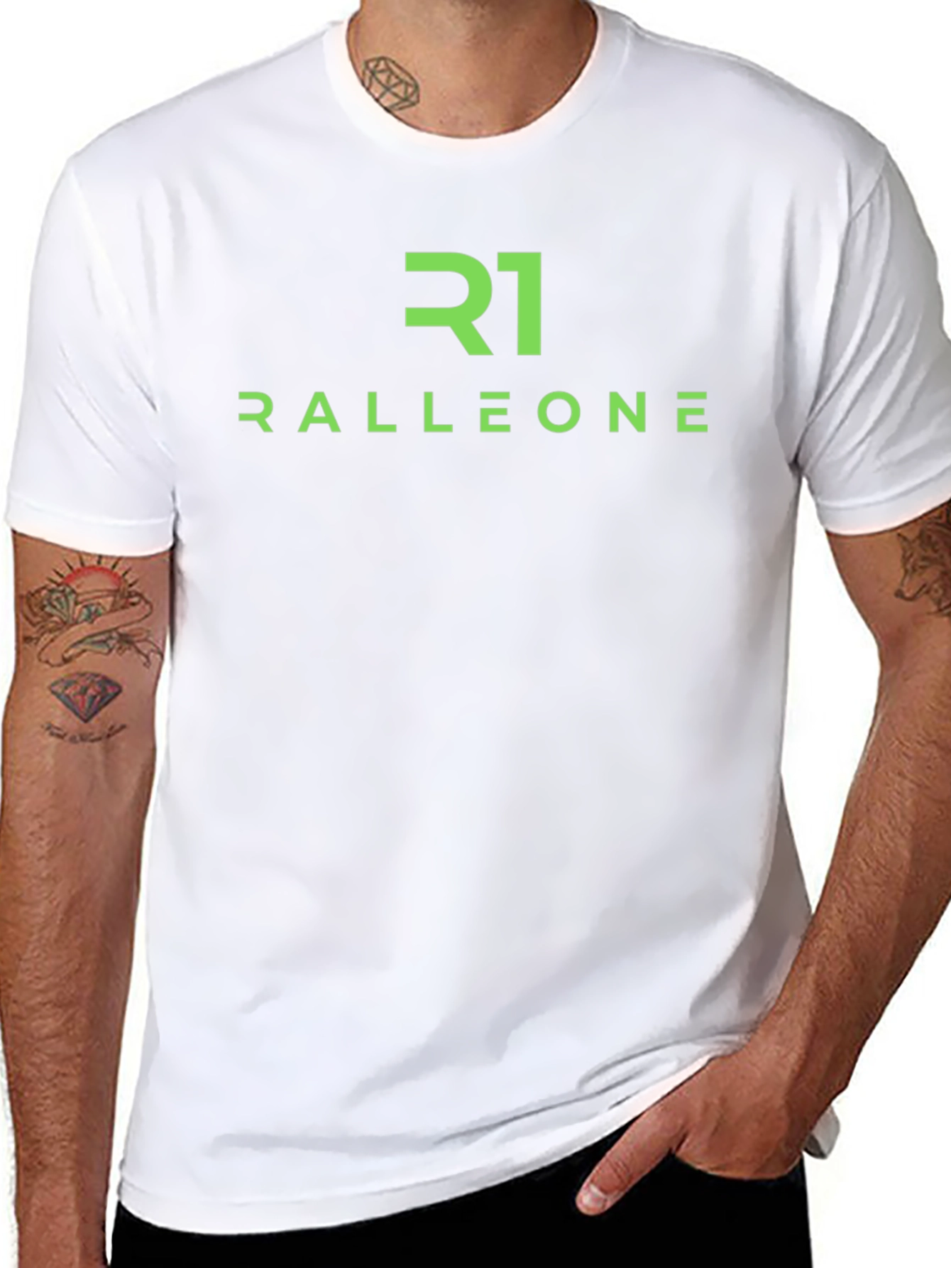 Ralleone Black T-Shirt - Green Logo