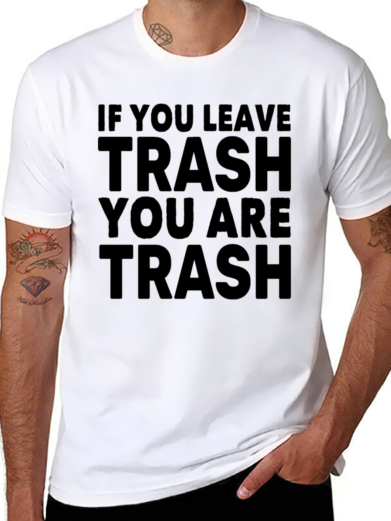 Trash Slogan Black T-Shirt