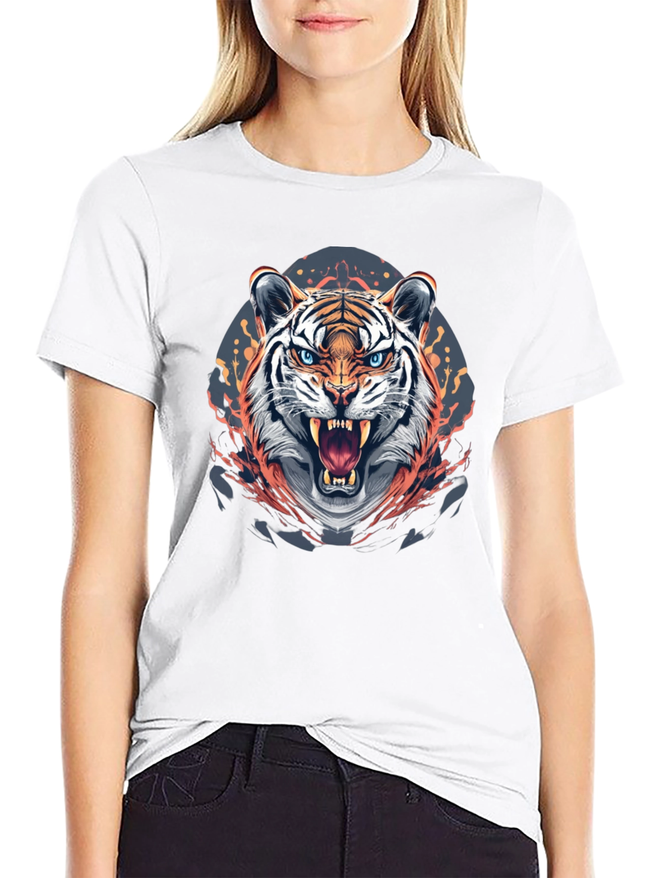 Fierce Tiger Graphic Print Black T-Shirt