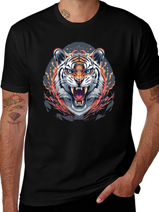Fierce Tiger Graphic Print Black T-Shirt