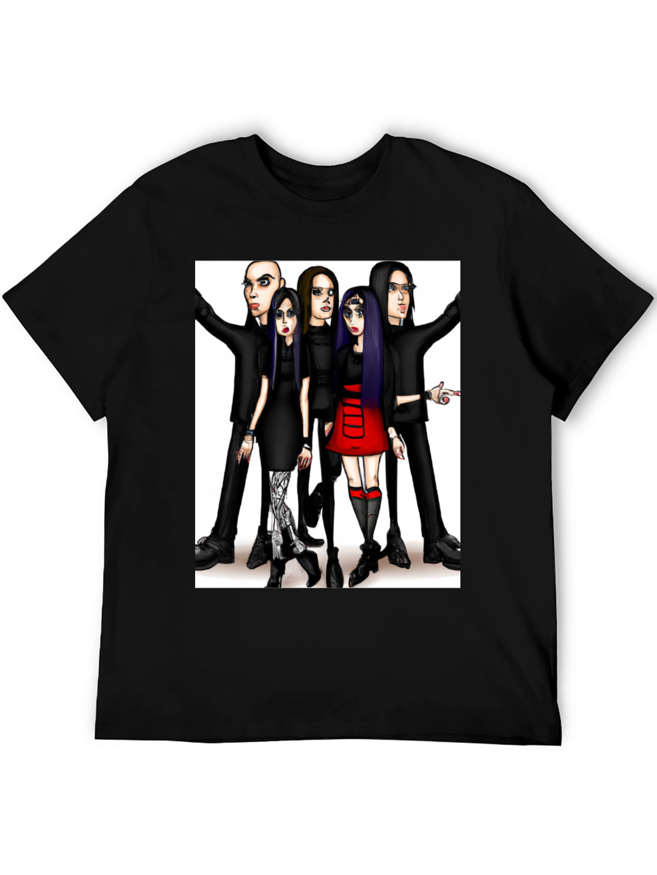 Cartoon Band Black T-Shirt