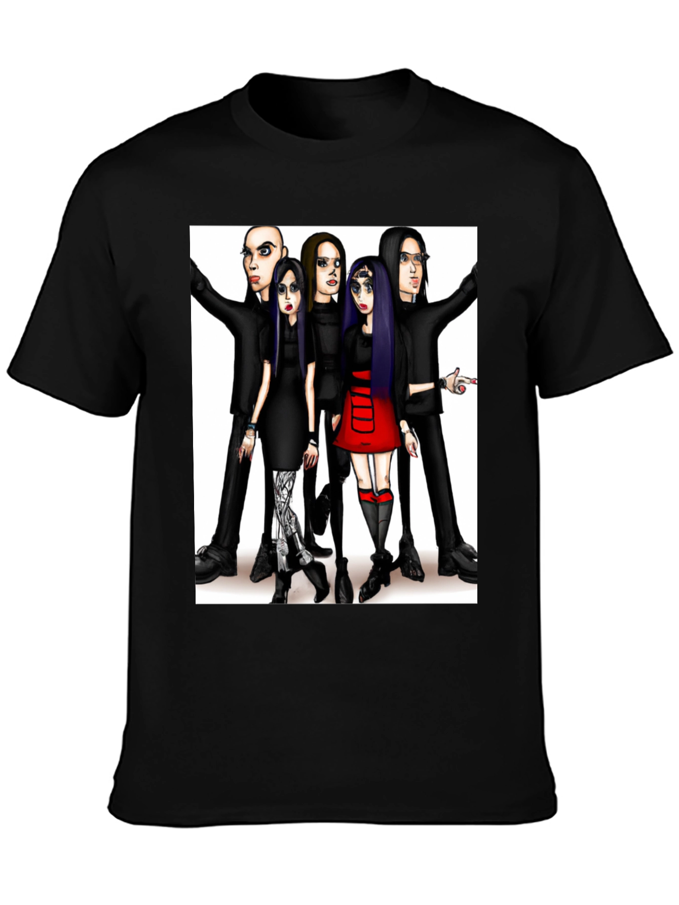 Cartoon Band Black T-Shirt