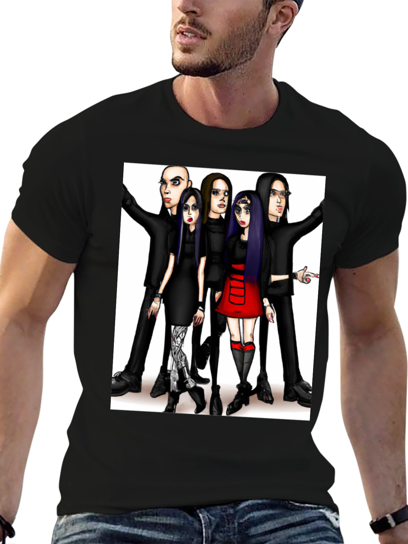 Cartoon Band Black T-Shirt