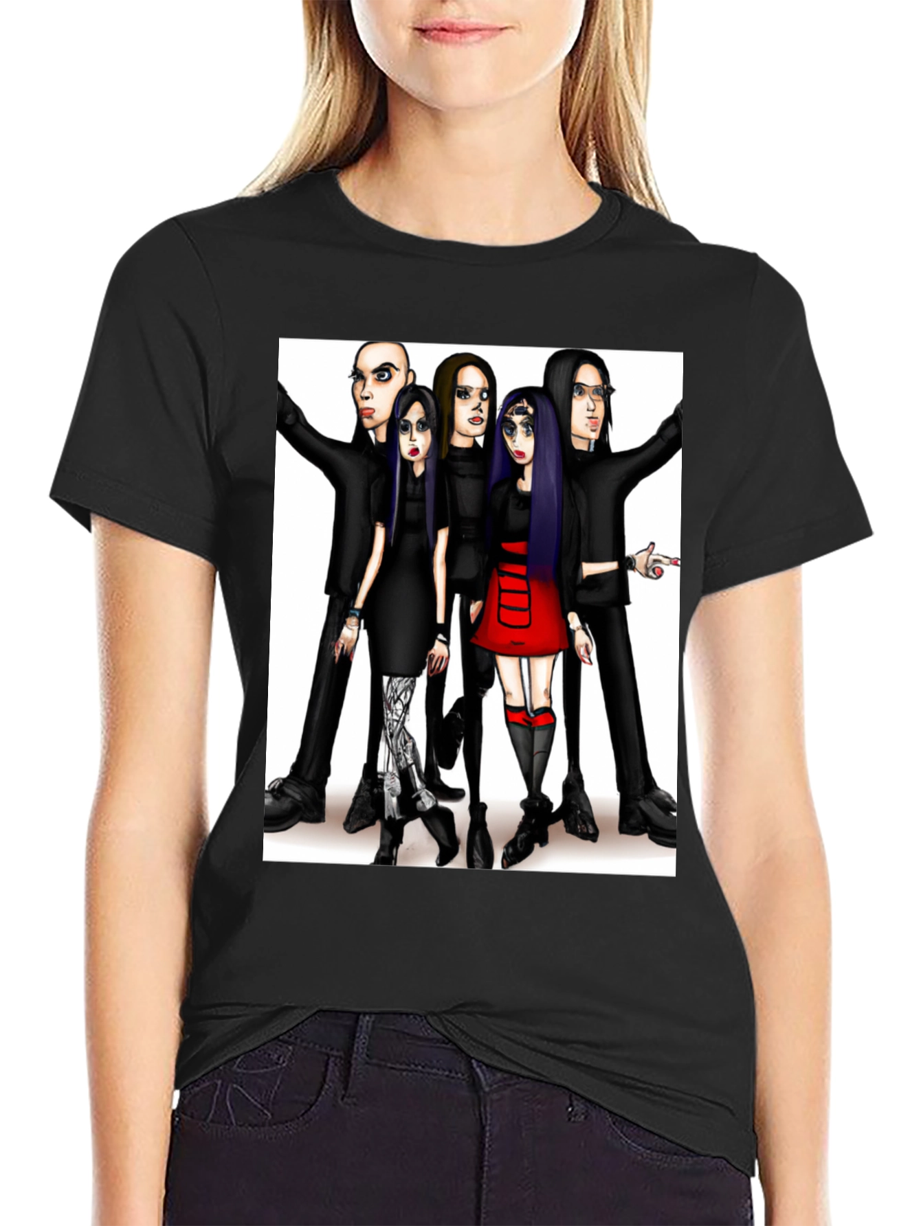 Cartoon Band Black T-Shirt