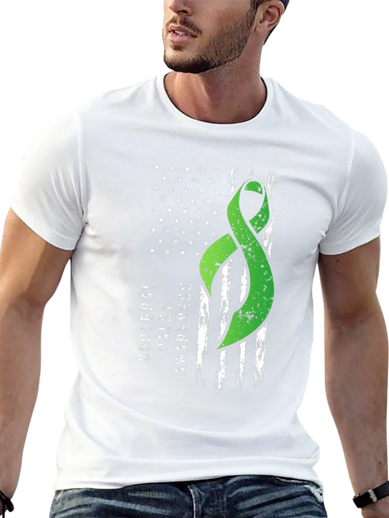 Cerebral Palsy Awareness Ribbon Flag Graphic Tee