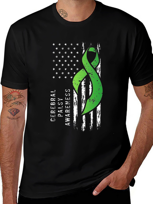 Cerebral Palsy Awareness Ribbon Flag Graphic Tee