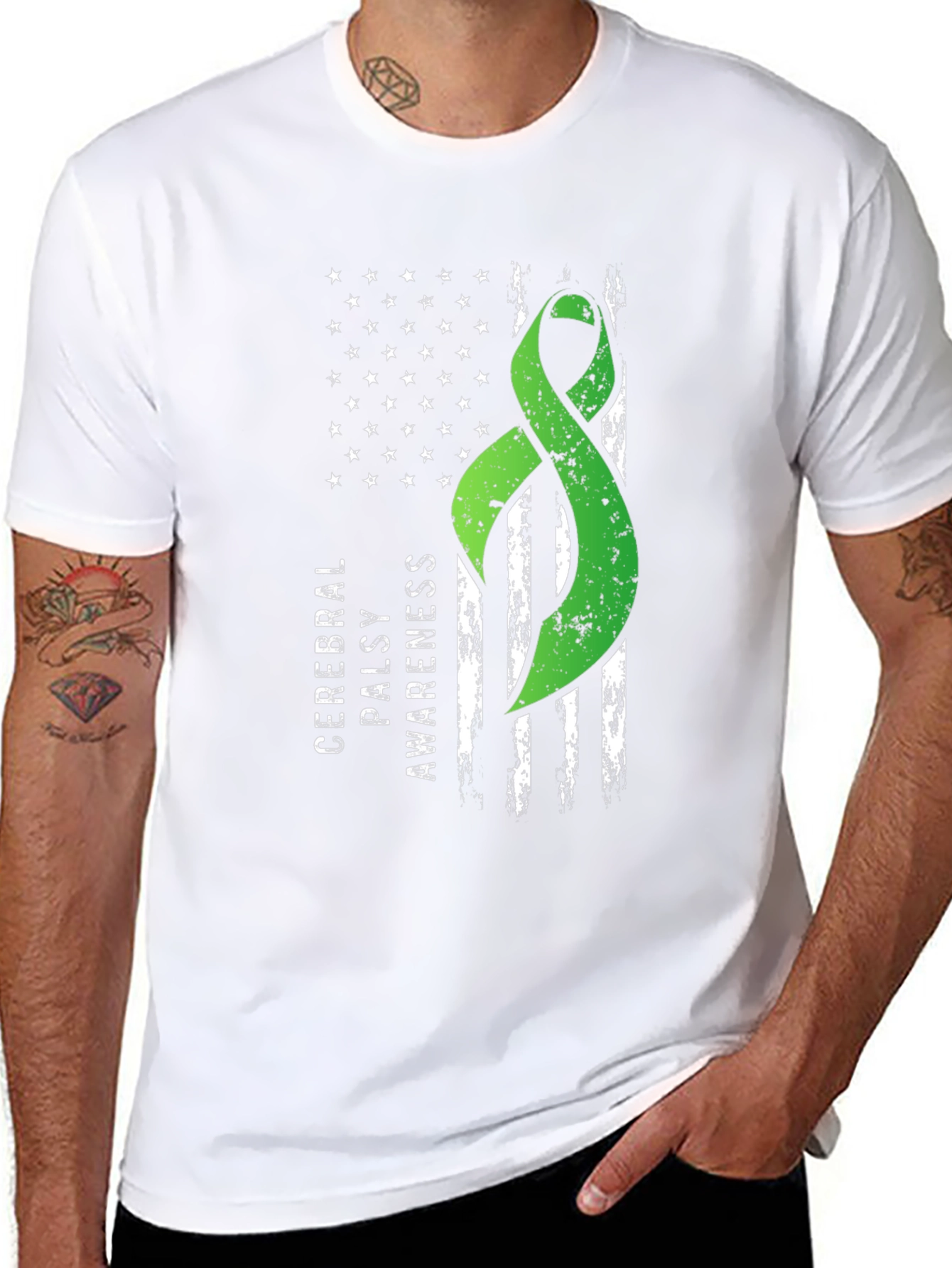 Cerebral Palsy Awareness Ribbon Flag Graphic Tee
