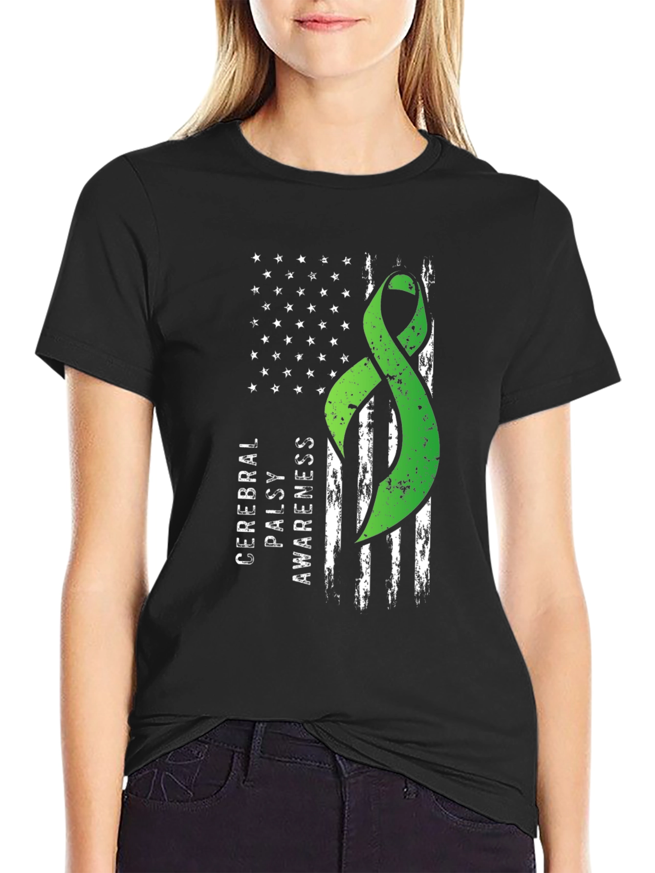 Cerebral Palsy Awareness Ribbon Flag Graphic Tee