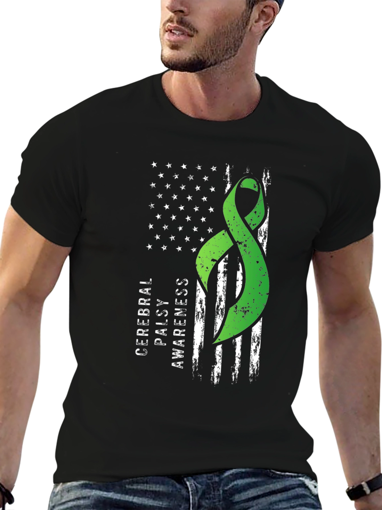 Cerebral Palsy Awareness Ribbon Flag Graphic Tee