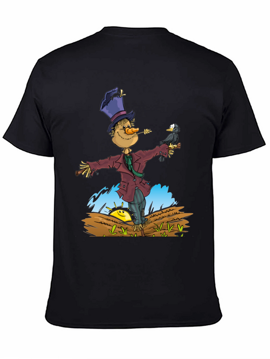 Scarecrow & Crow Graphic Tee - Black Cotton T-Shirt