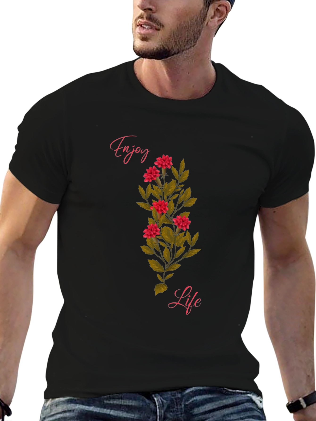 Enjoy Life Graphic T-Shirt - Floral Design