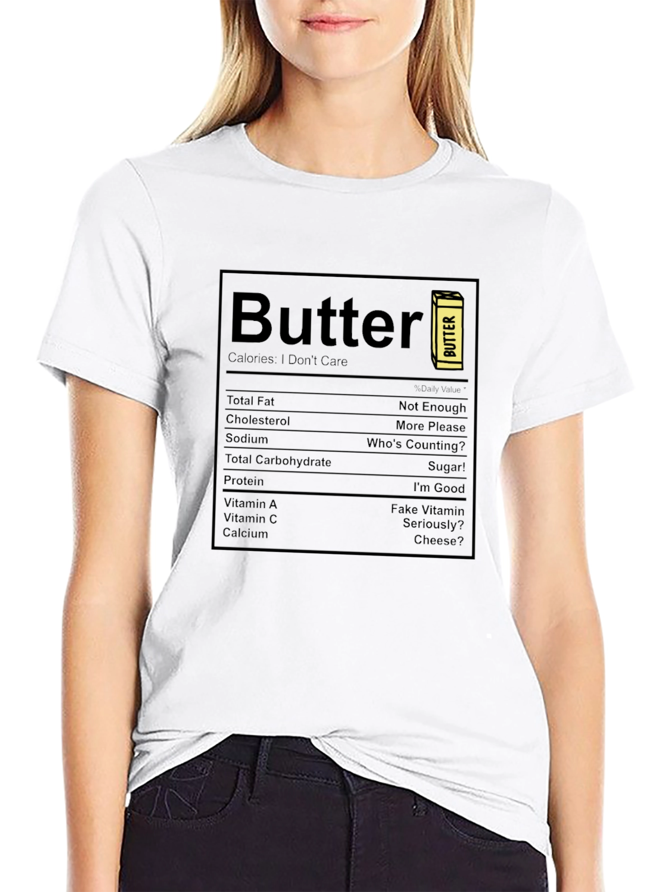 Funny Butter Nutrition Facts Black T-Shirt