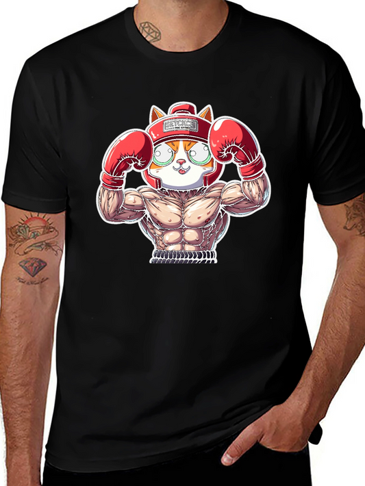 Boxer Cat Graphic Tee - Funny Animal T-Shirt