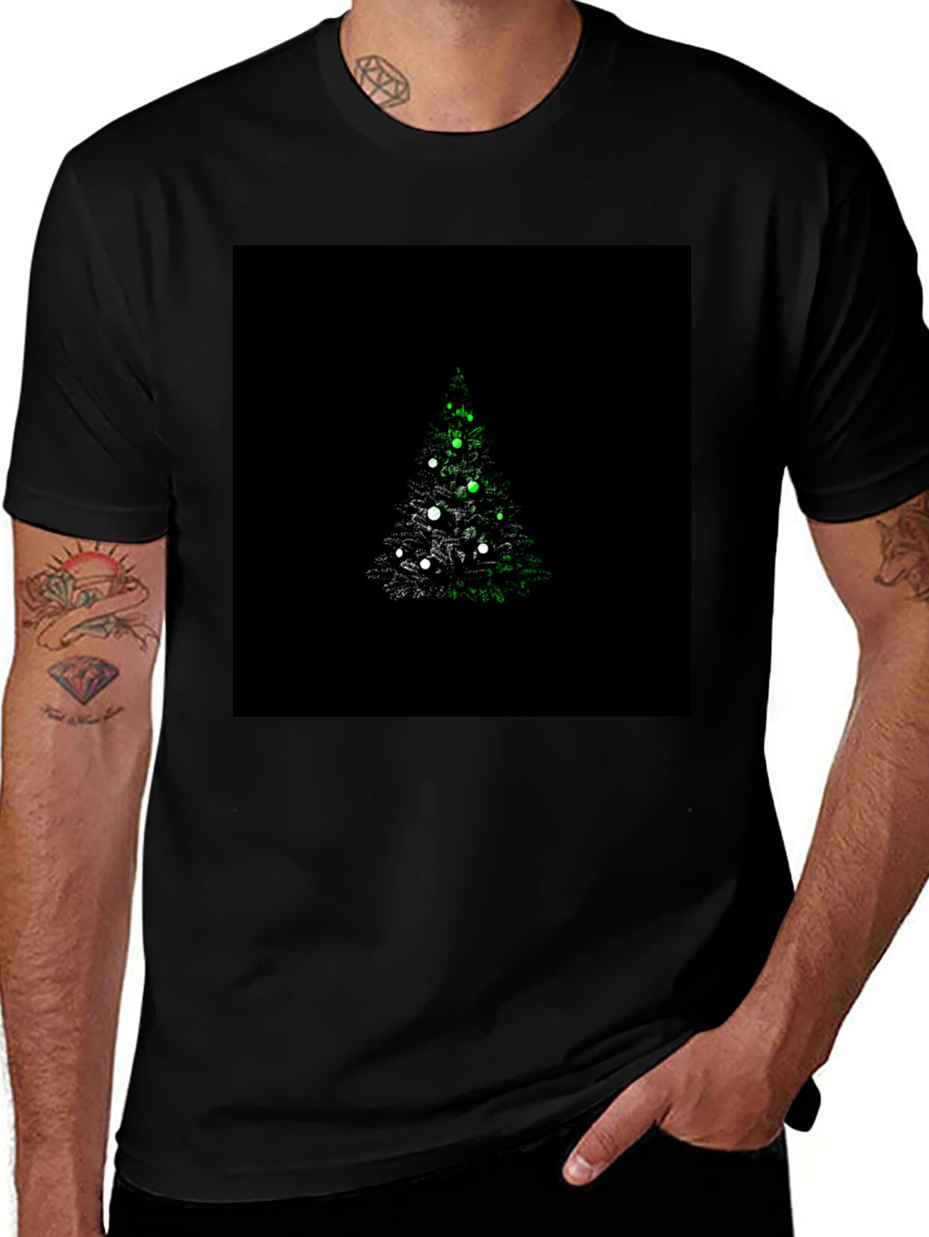 Christmas Tree Graphic Black T-Shirt