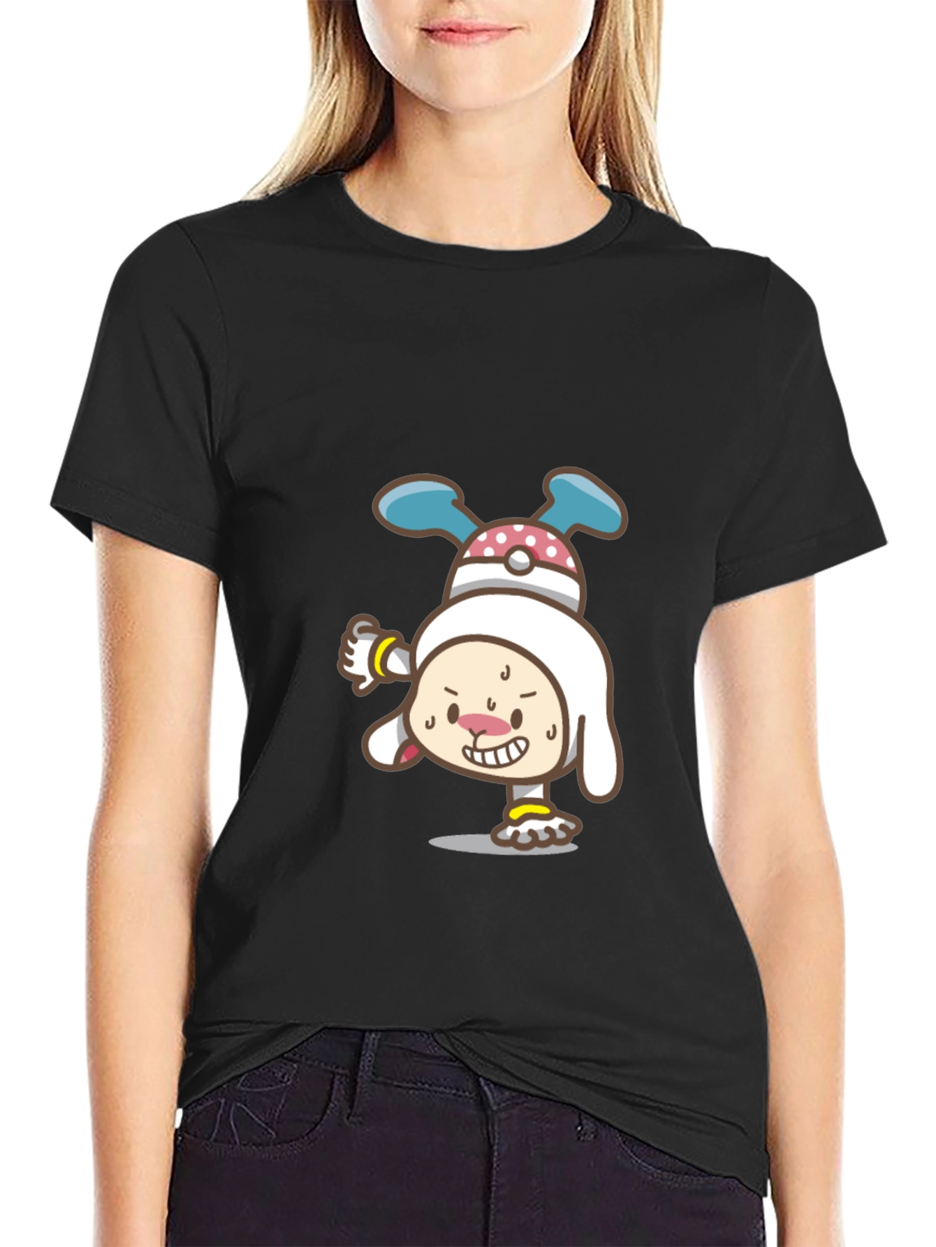 Cartoon Character Graphic Black T-Shirt