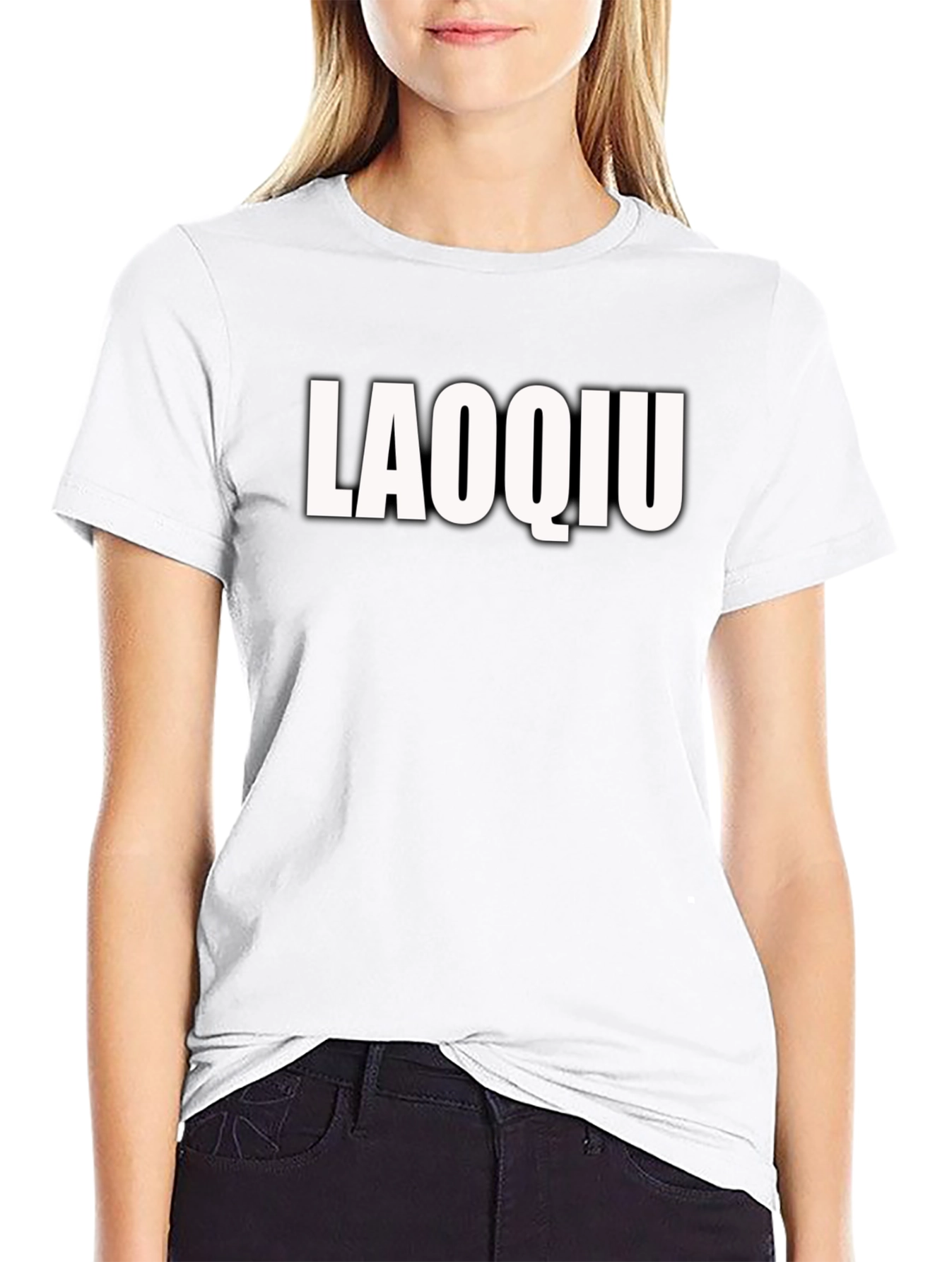 Laoqiu Graphic Tee - Trendy Black Cotton T-Shirt