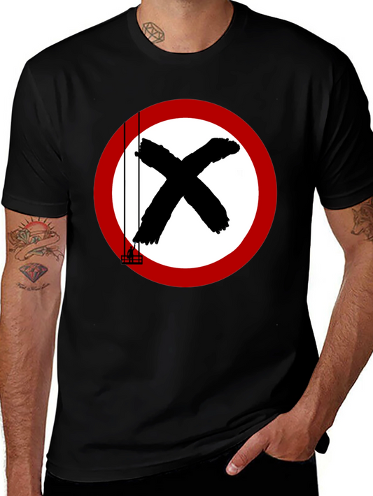 Black T-Shirt with Circular X Design