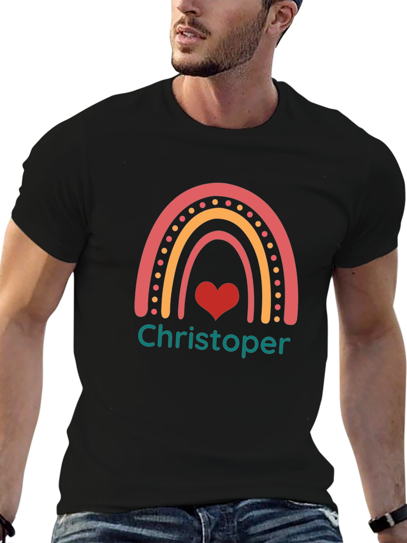 Personalized Rainbow Heart Name T-Shirt