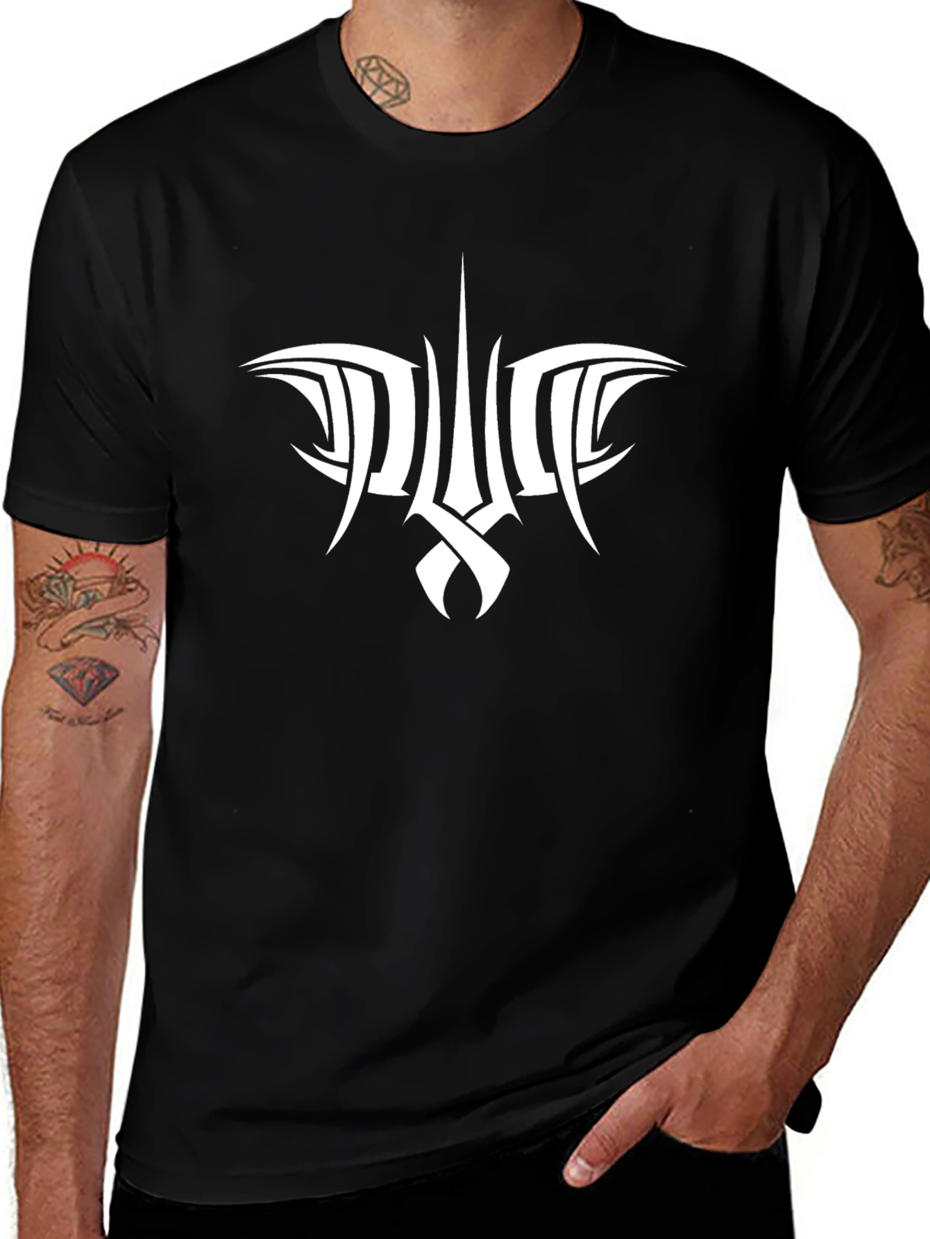Tribal Style Graphic Black T-Shirt