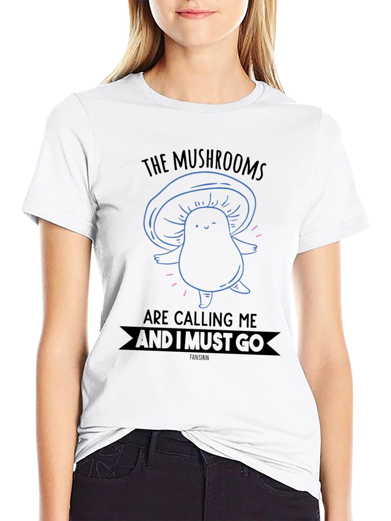 Mushroom Calling Black Graphic Tee