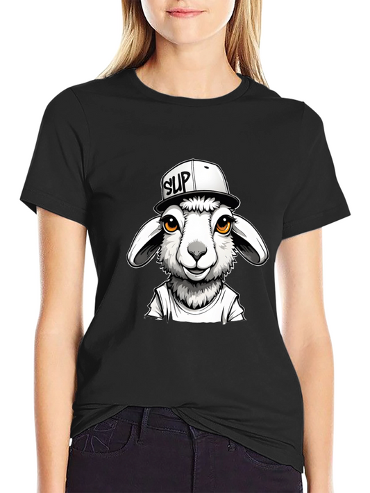 Cool Sheep Graphic Tee - Black Casual T-Shirt