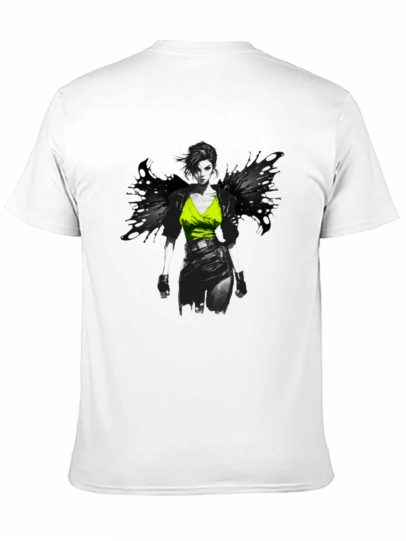 Edgy Anime Girl Graphic Print Black T-Shirt