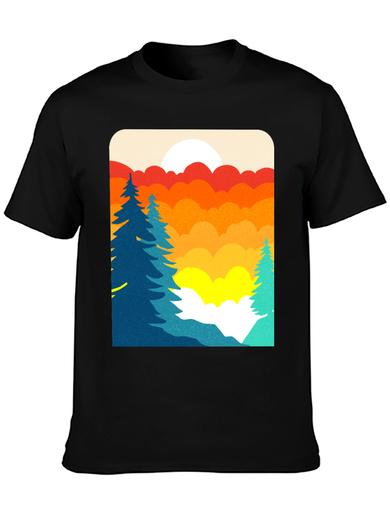 Retro Sunset Graphic T-Shirt - Nature Scene Tee
